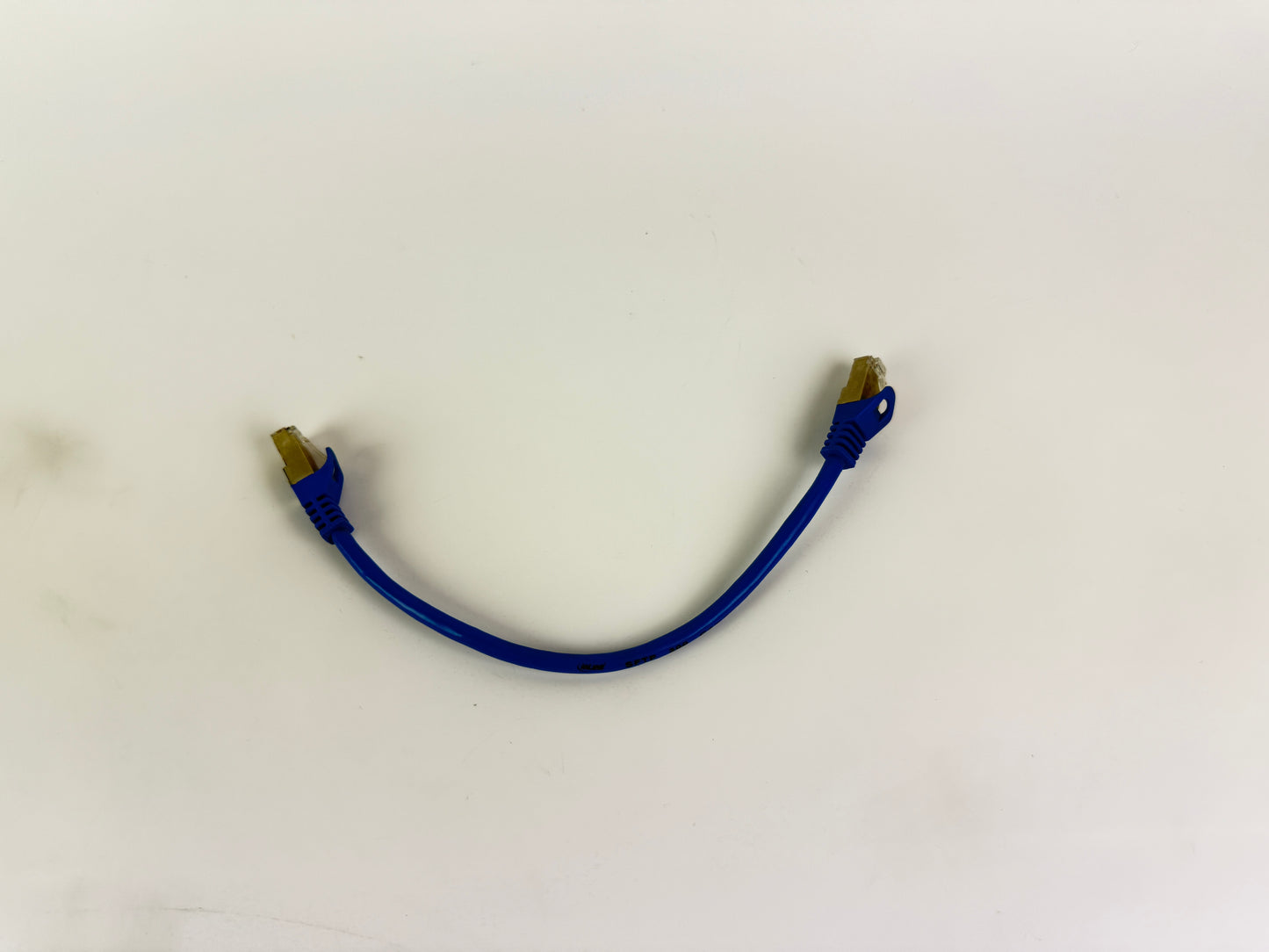 1x Inline CAT5e SFTP Ethernet Patch Cable 0.25m RJ45 Shielded 26AWG Blue 300MHz