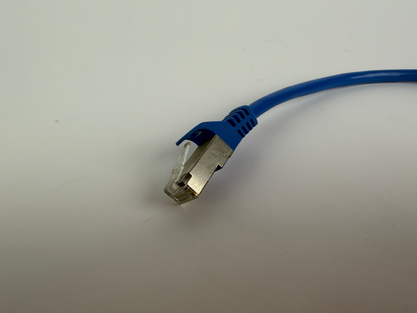 1x Inline CAT5e SFTP Ethernet Patch Cable 0.25m RJ45 Shielded 26AWG Blue 300MHz