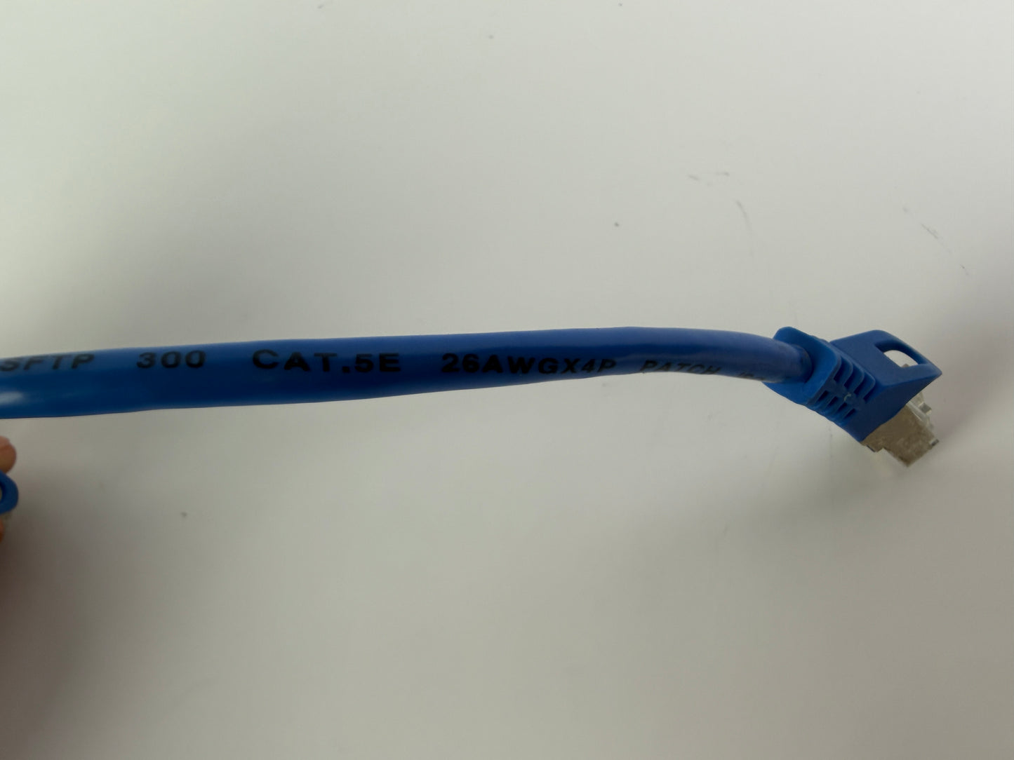 1x Inline CAT5e SFTP Ethernet Patch Cable 0.25m RJ45 Shielded 26AWG Blue 300MHz