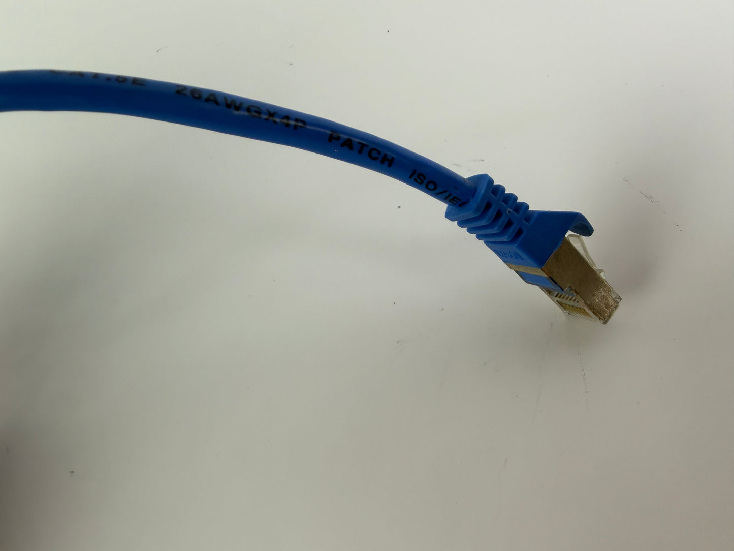 1x Inline CAT5e SFTP Ethernet Patch Cable 0.25m RJ45 Shielded 26AWG Blue 300MHz