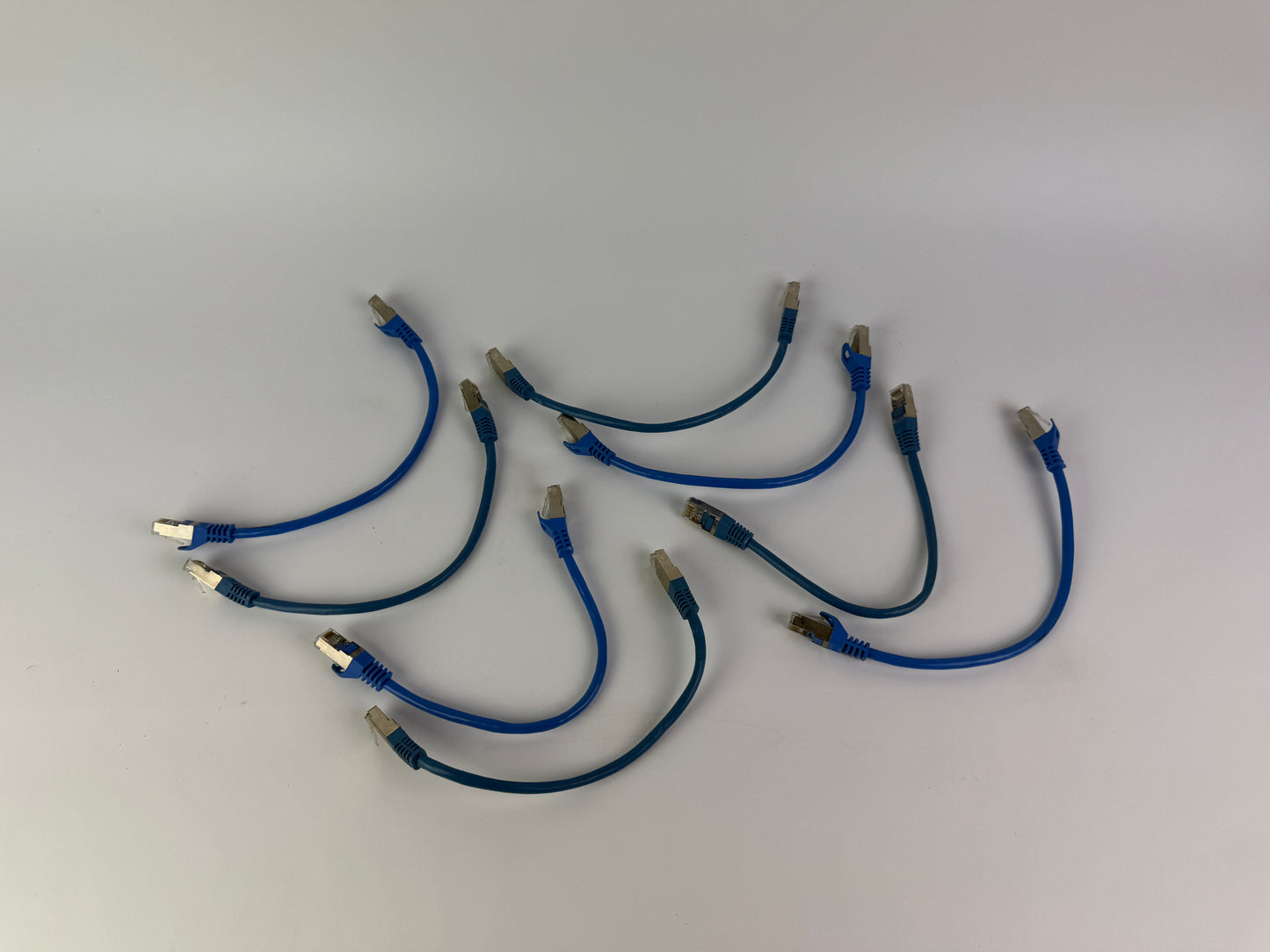 1x Inline CAT5e SFTP Ethernet Patch Cable 0.25m RJ45 Shielded 26AWG Blue 300MHz