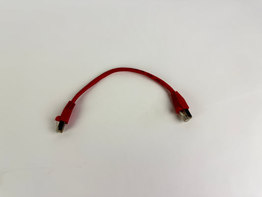 1x Inline CAT5e SFTP Ethernet Patch Cable 0.25m RJ45 Shielded 26AWG Red 300MHz