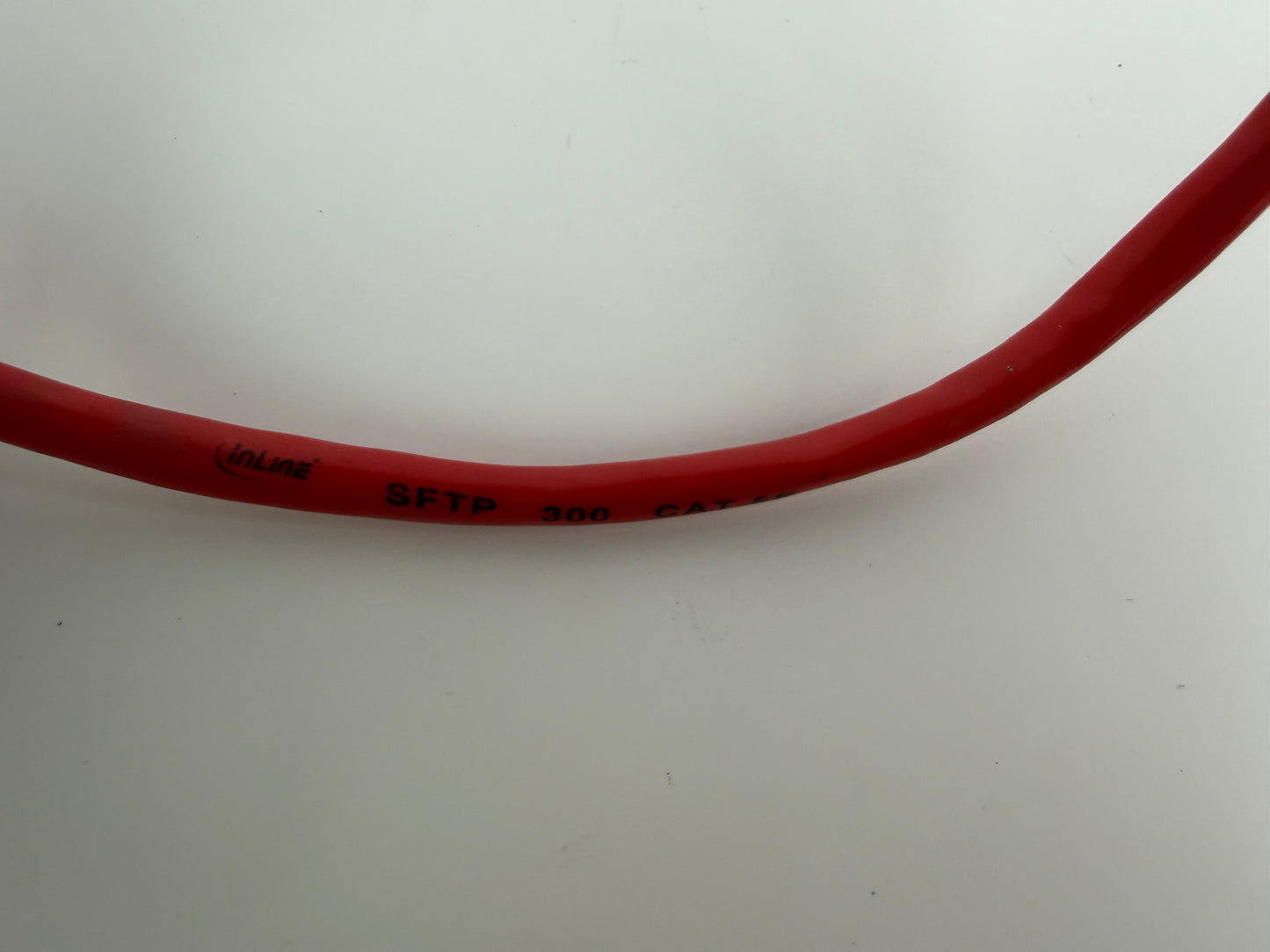 1x Inline CAT5e SFTP Ethernet Patch Cable 0.25m RJ45 Shielded 26AWG Red 300MHz
