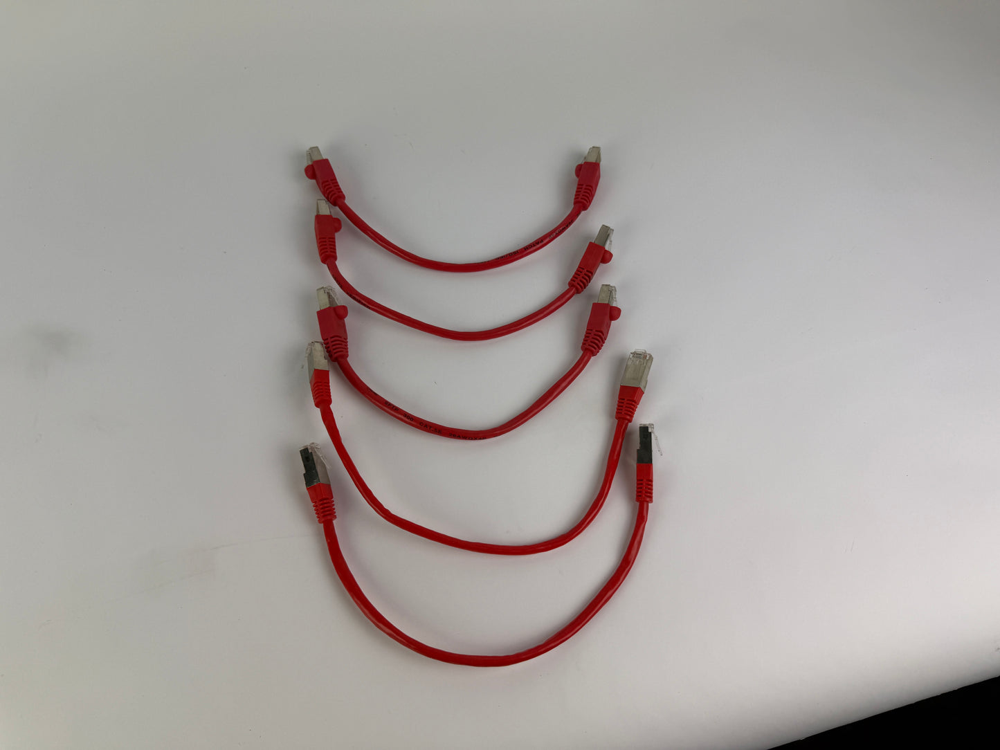 1x Inline CAT5e SFTP Ethernet Patch Cable 0.25m RJ45 Shielded 26AWG Red 300MHz