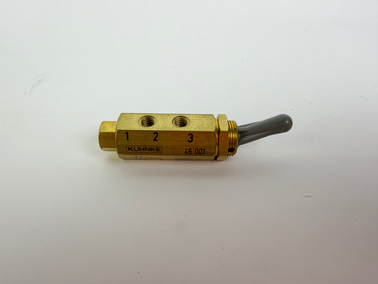 1x Kuhnke 46.001 Pneumatic 3/2 Way NC Seat Valve Manual Lever 0-12 Bar