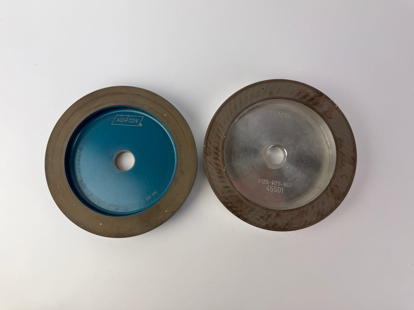 Norton ASD 126 R75 B99 6A2 + Diamix D126 R75 B07 Diamond Grinding Wheel 2pc