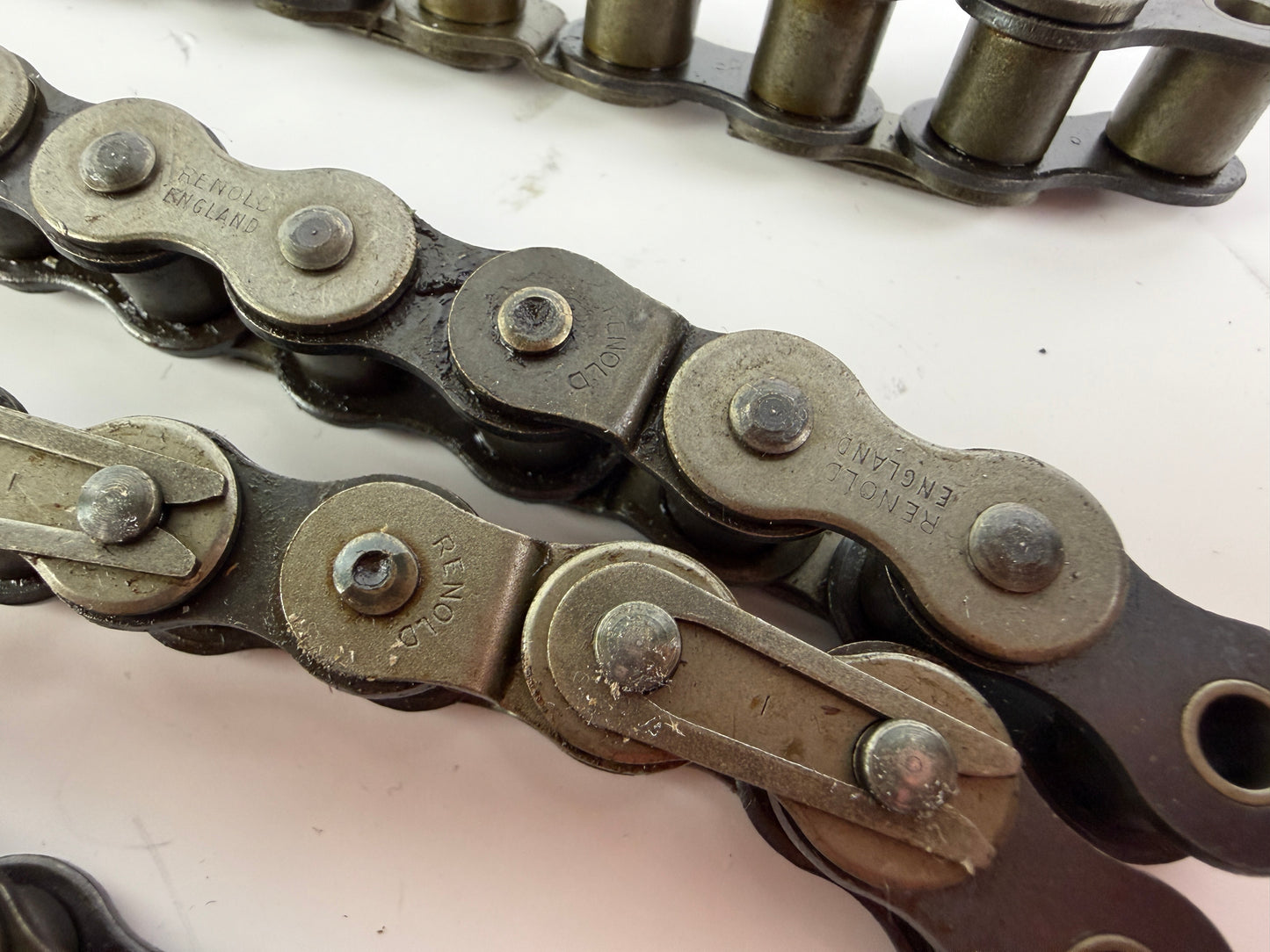 Renold England Industrial Roller Chain Lot 4pcs 17mm Width 18.5cm Length