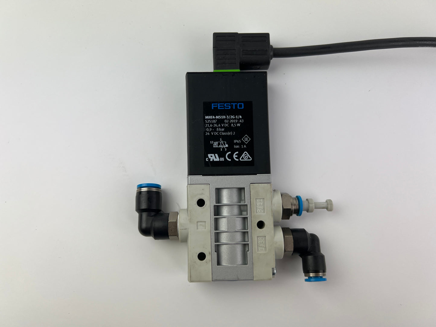 Festo MHE4-MS1H-3/2G-1/4 Pneumatic Solenoid Valve 525187 with 430cm Cable
