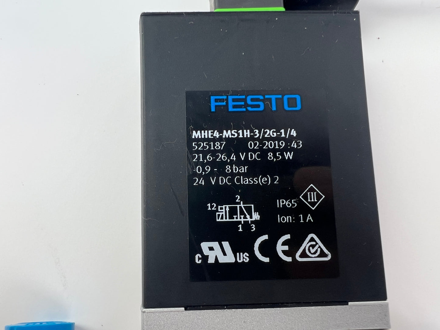 Festo MHE4-MS1H-3/2G-1/4 Pneumatic Solenoid Valve 525187 with 430cm Cable