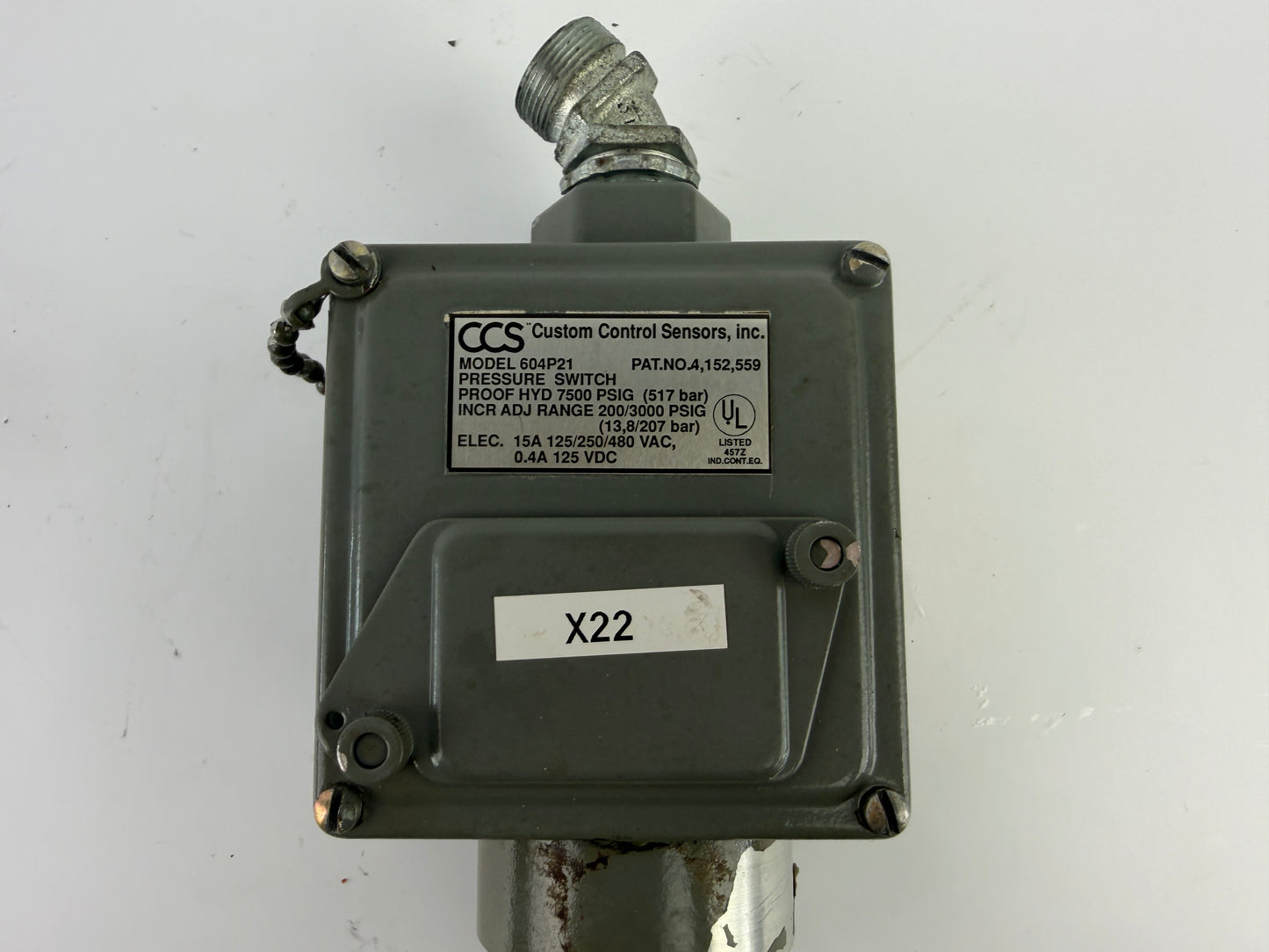 Custom Control Sensors 604P21 Pressure Switch 200-3000 PSIG CCS