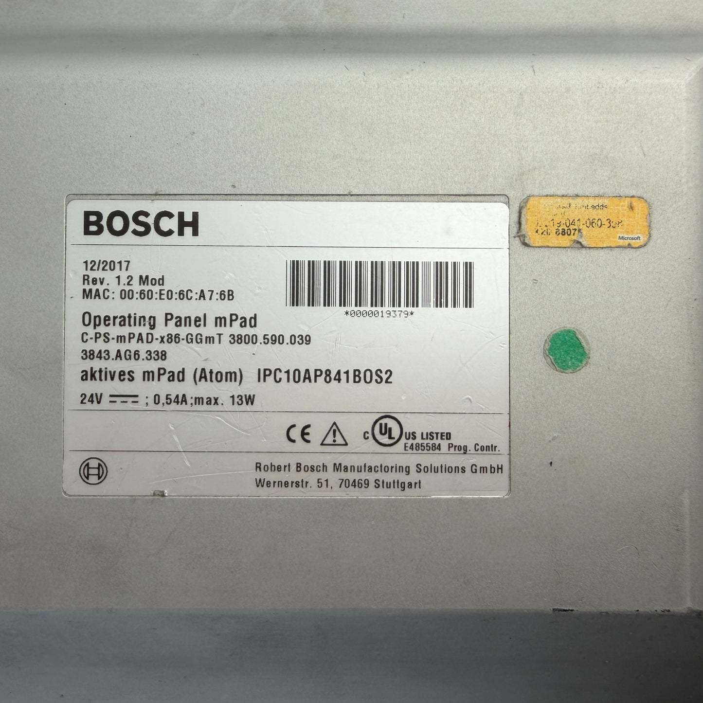Bosch mPad C-PS-mPAD-x86-GGmT 3800.590.039 HMI Touch Panel w/ 5m Cable & Mount