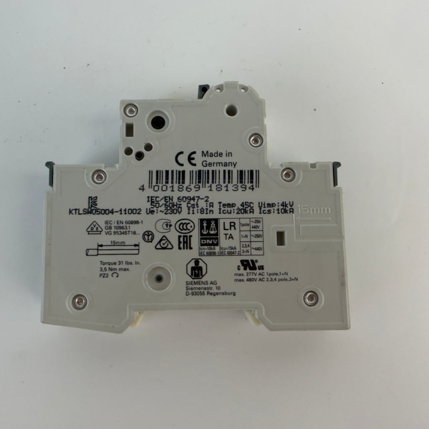 1x Siemens 5SY4116-7 MCB C16 16A 1 Pole Circuit Breaker 10kA 230/400V