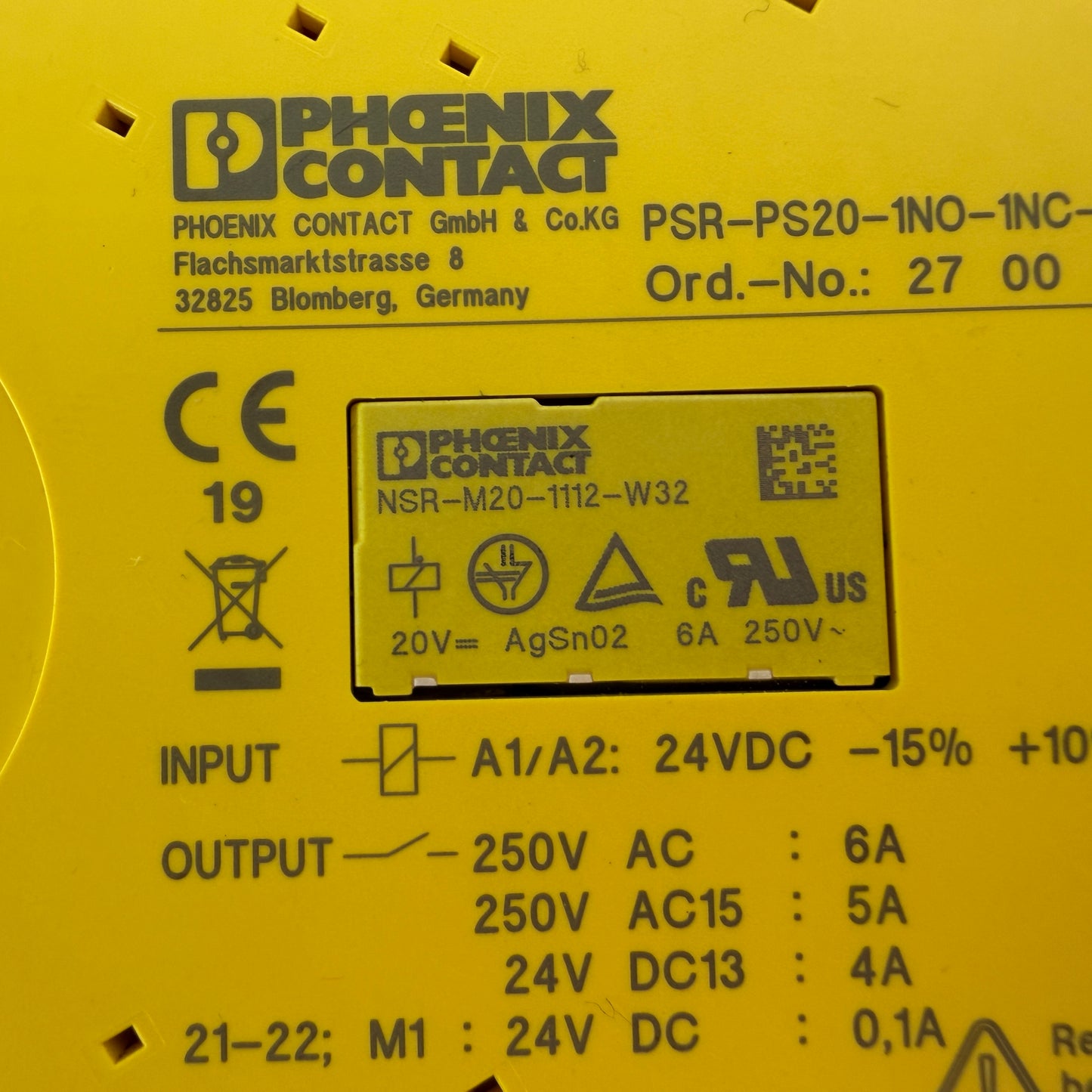 Phoenix Contact PSR-PS20-1NO-1NC-24DC-SC 2700356 Safety Coupling Relay 24VDC