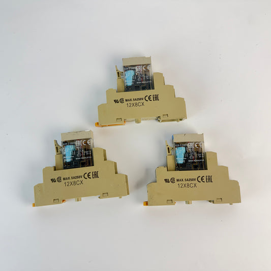 Lot of 3 Omron G2R-2-SNI(S) 24VDC Relay w/ P2RF-08-E Socket DIN Rail Mount