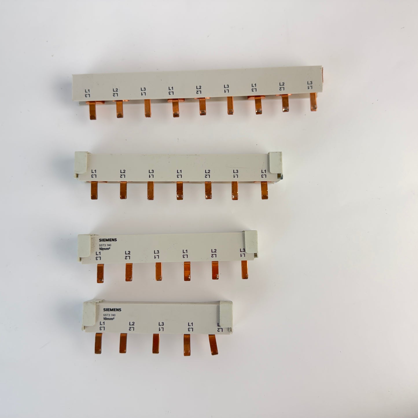 Lot of 4 Siemens 5ST3740 10mm² 3-Phase Pin Busbar Copper Comb Busbar