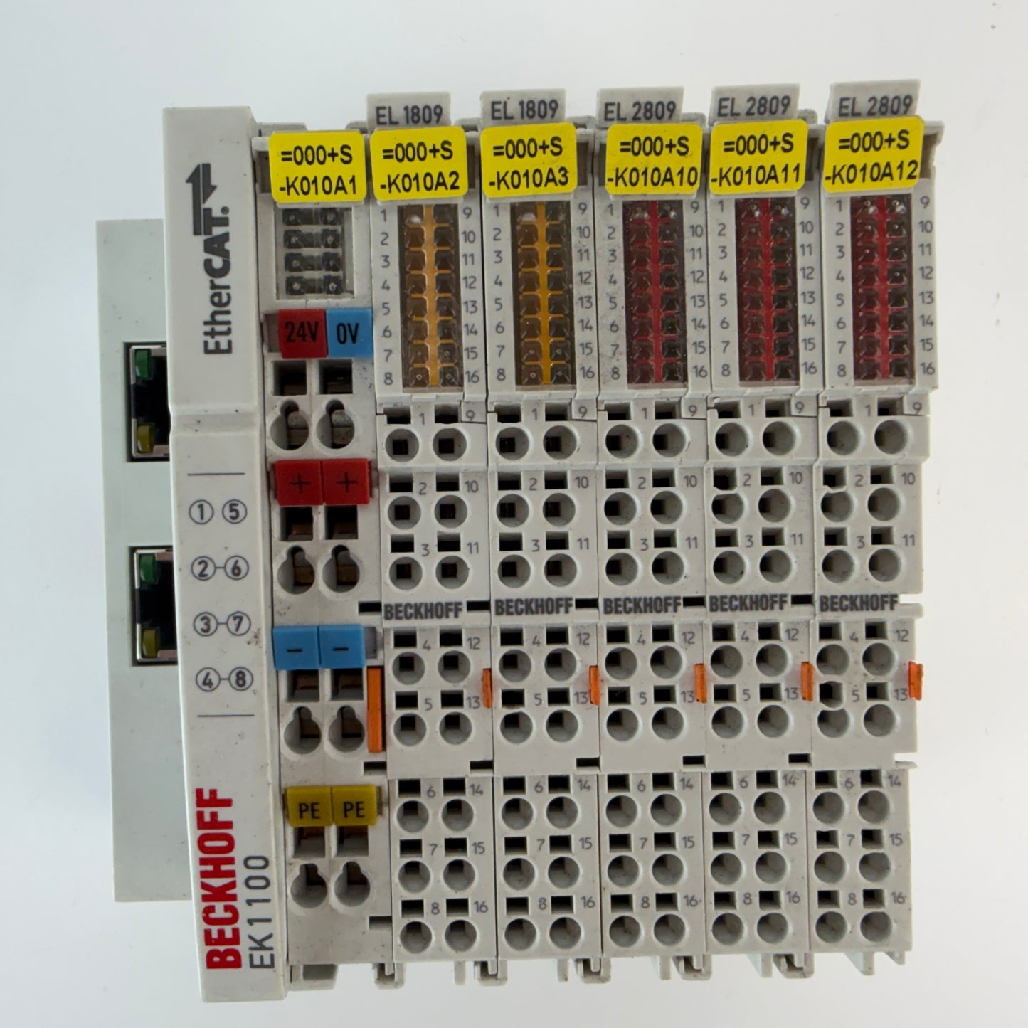Beckhoff EK1100 EtherCAT Coupler w/ 2x EL1809 & 3x EL2809 I/O Modules