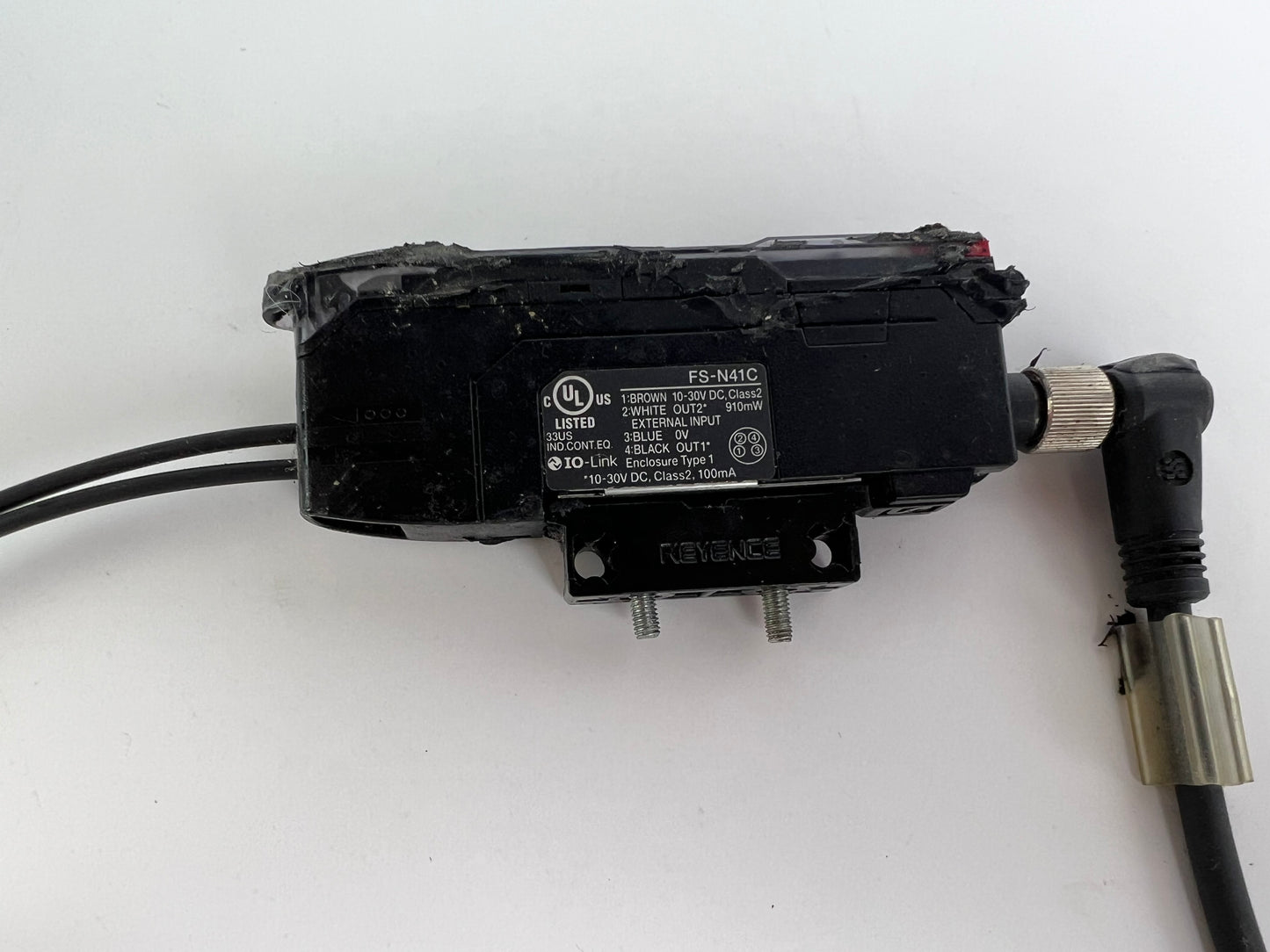 Keyence FS-N41C Fiber Sensor Amplifier + 2x FU-54TZ Fiber Units + 220cm Cable