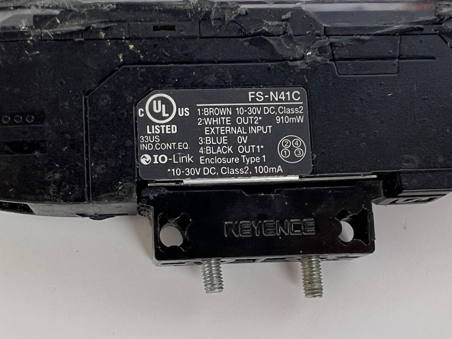 Keyence FS-N41C Fiber Sensor Amplifier + 2x FU-54TZ Fiber Units + 220cm Cable