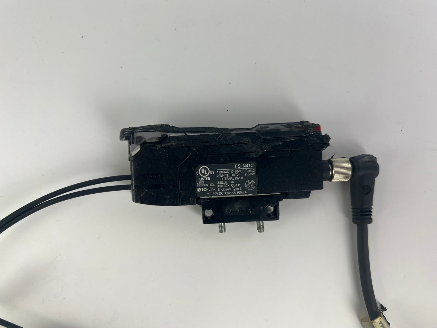 Keyence FS-N41C Fiber Sensor Amplifier + 2x FU-54TZ Fiber Units + 220cm Cable