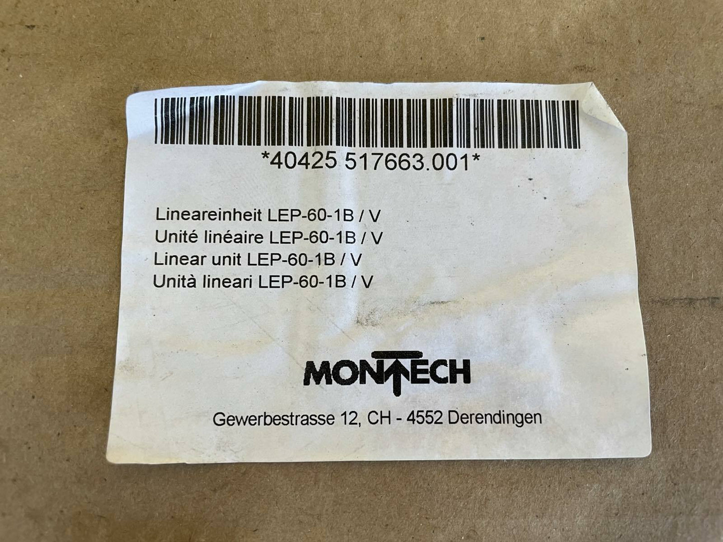 MONTECH LEP-60-1B/V PRECISION LINEAR ACTUATOR