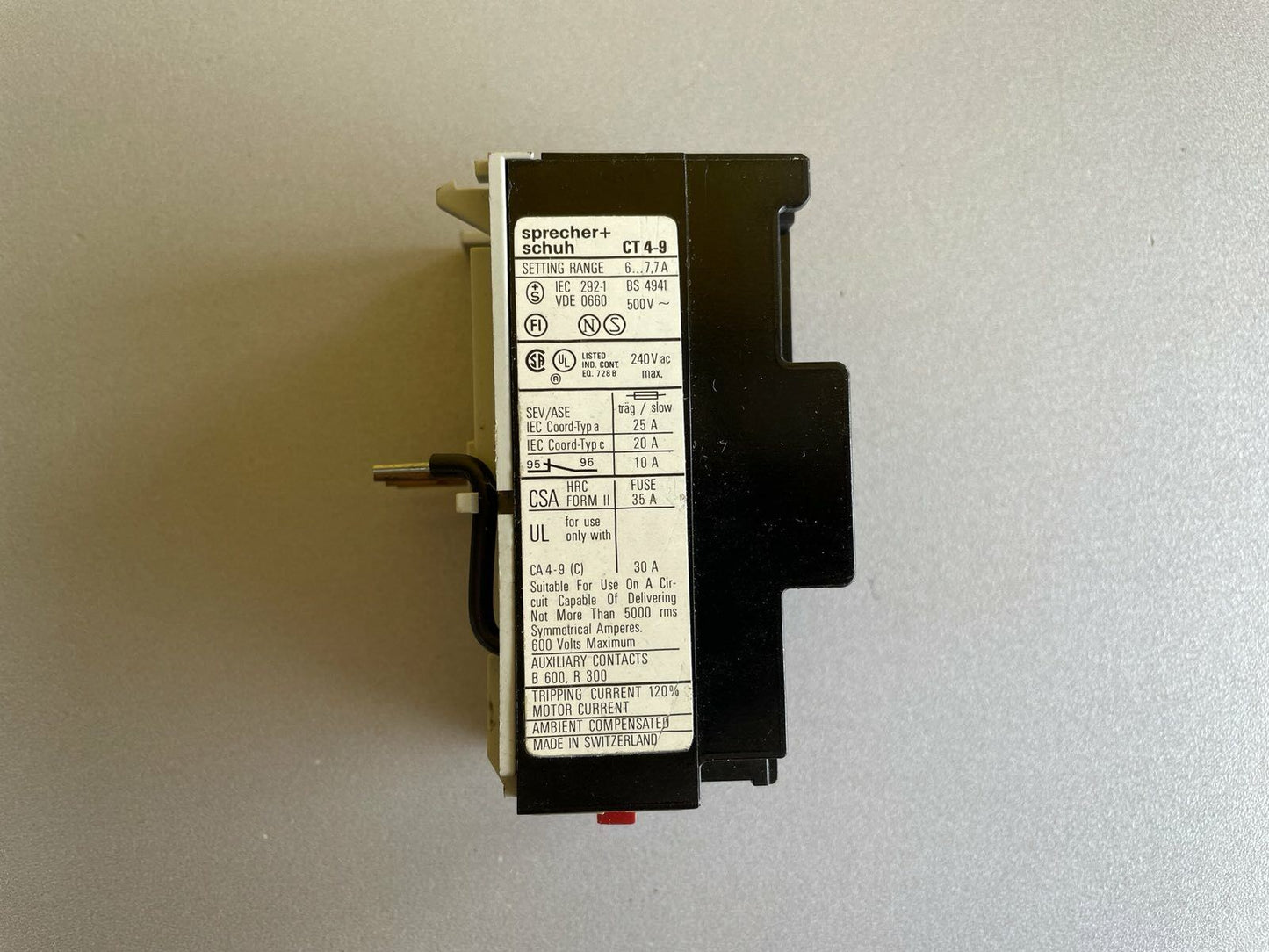 Sprecher+Schuh Ct4-9 1.8-2.7 Amps Overload Realy 24 Volt Coil